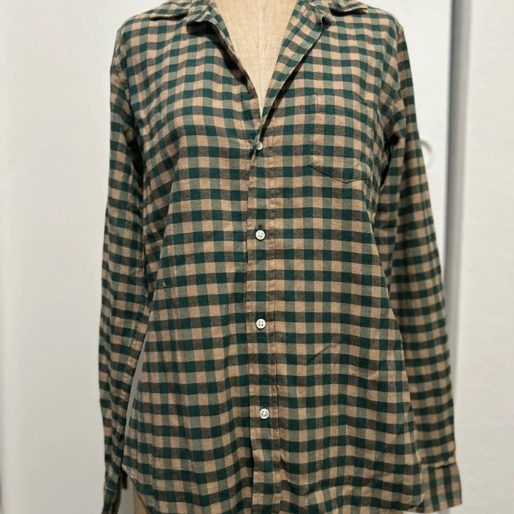Frank & Eileen “Barry” Green and Tan Plaid Shirt - Picture 1 of 8